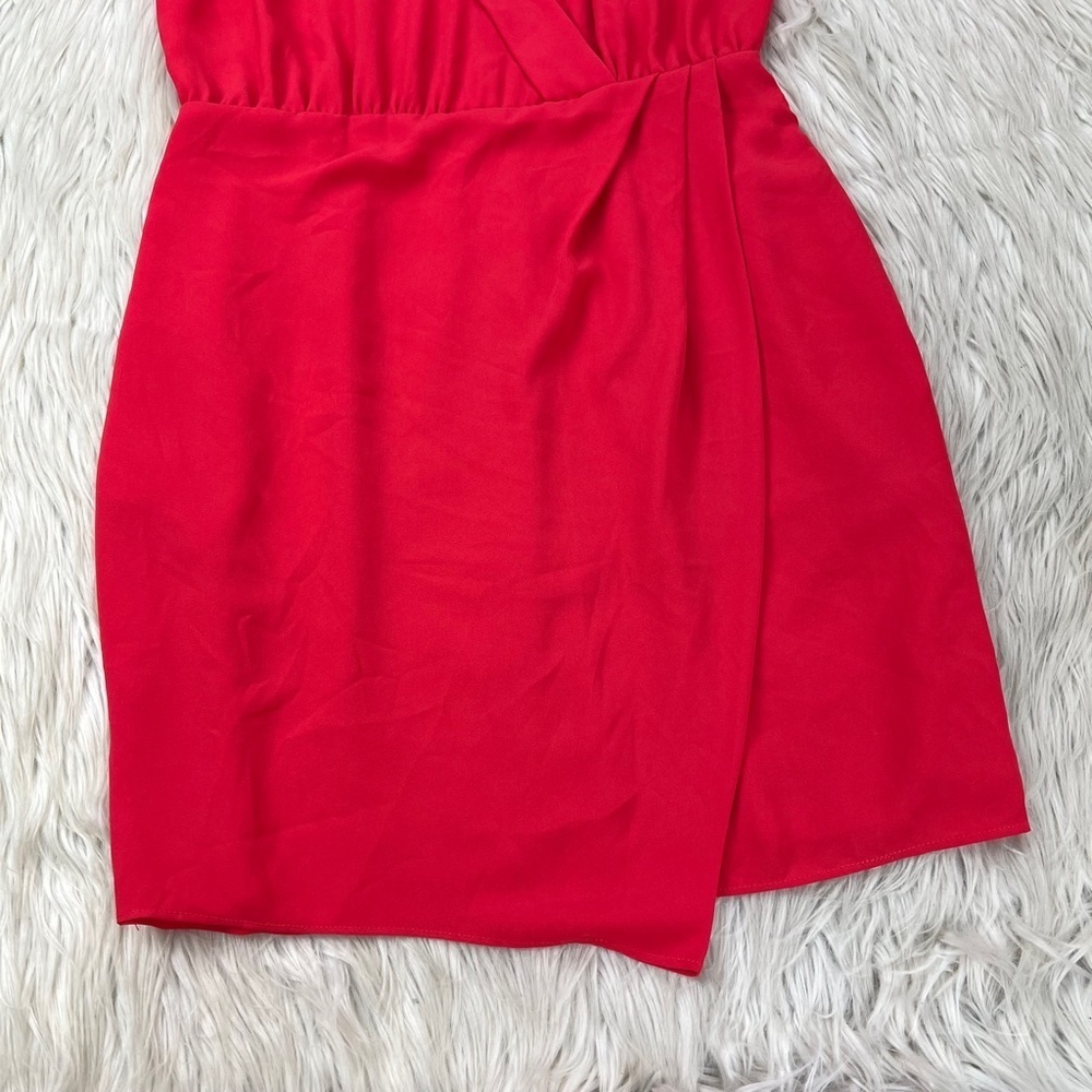 Chelsea28 Red Surplus Faux Wrap Fit Flare Dress - Picture 2 of 9